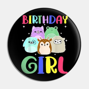 Happy Birthday Girl Squish Squad Mallow Girls Kids Cute Pin