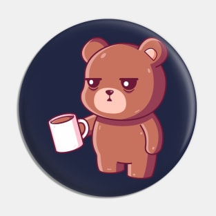 Cute brown bear drinking coffee Pin