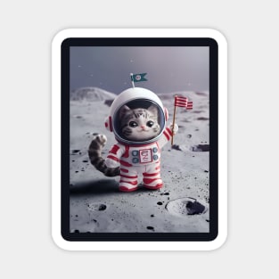 Cute cat astronaut on moon Magnet