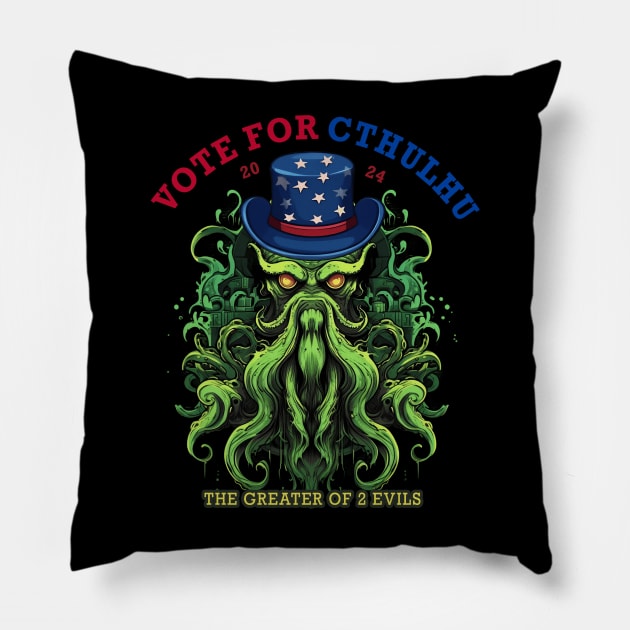 Vote for Cthulhu President 2024 Election Pillow by MetaBrush