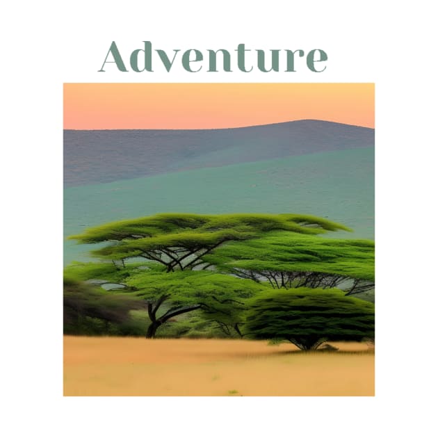 "Safari Drive Adventure - Serene Journey through the Wild, Vibey Safari-Inspired Tee, Unisex Adventure Lover T-shirt, Aesthetic Safari Scene, Nature-inspired Design" by OpticalShirts