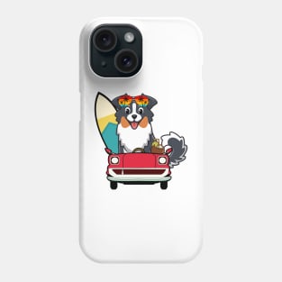 Funny Collie Dog is driving to the beach Phone Case