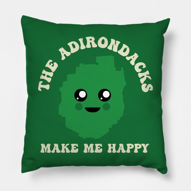 Kawaii Adirondacks Make Me Happy Hiking High Peaks Mountains Pillow by PodDesignShop