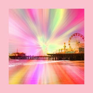 Pink Explosion Santa Monica Pier T-Shirt