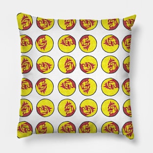Red and Yellow Chicken Circle Pattern Pillow