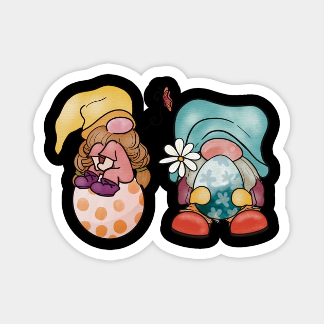 Happy Easter Day Gnomies Magnet by Quotes NK Tees