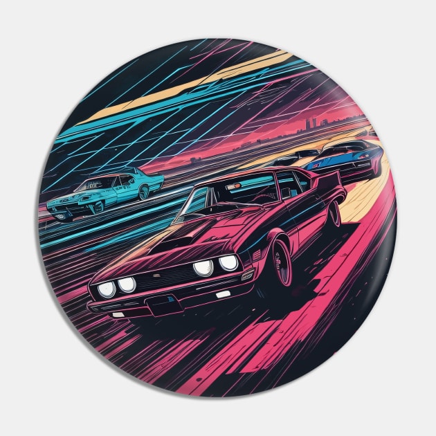 Retro Neonwave Car Drifting Pin by DeathAnarchy