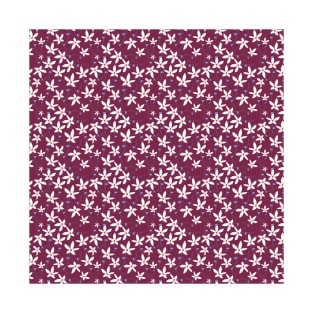 Maroon & White Floral Pattern T-Shirt