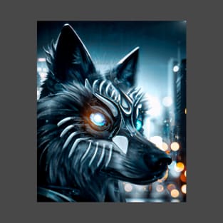 Cyberpunk Wolf (3) - Anthropomorphic Sci fi Wolves T-Shirt