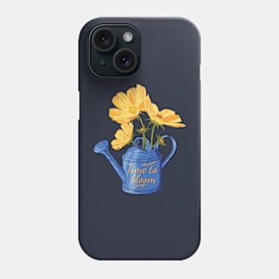 Watering can with yellow cosmic flowers Time to bloom Phone Case