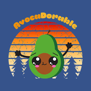 Cute Kawaii Avocado Pun, Vintage Sunset T-Shirt