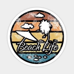 Beach Life Vintage Circle Magnet