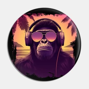 Cool summer monkey ape dj design Pin