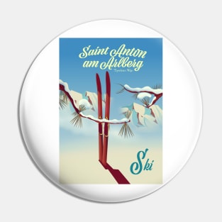 Saint Anton am Arlberg vintage style Ski poster Pin