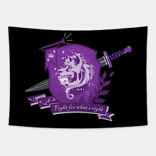 Dog crest, fight for what's right - Purple Tapestry