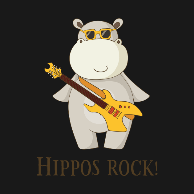 Hippos Rock, Cute Funny Hippo by Dreamy Panda Designs