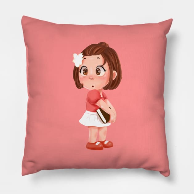 Litle Cute Girl - Hameoart Pillow by Hameo Art