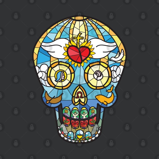 Mexican Calavera Skull in Stained Glass Theme by EyeseeMS