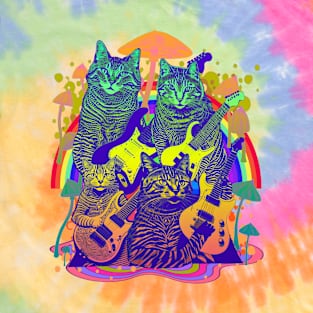 Guitar Cats - Psychedelic Cats And Kittens Tie Dye T-Shirt