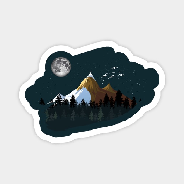 Nature Moon Mountains Magnet by Art-Julia