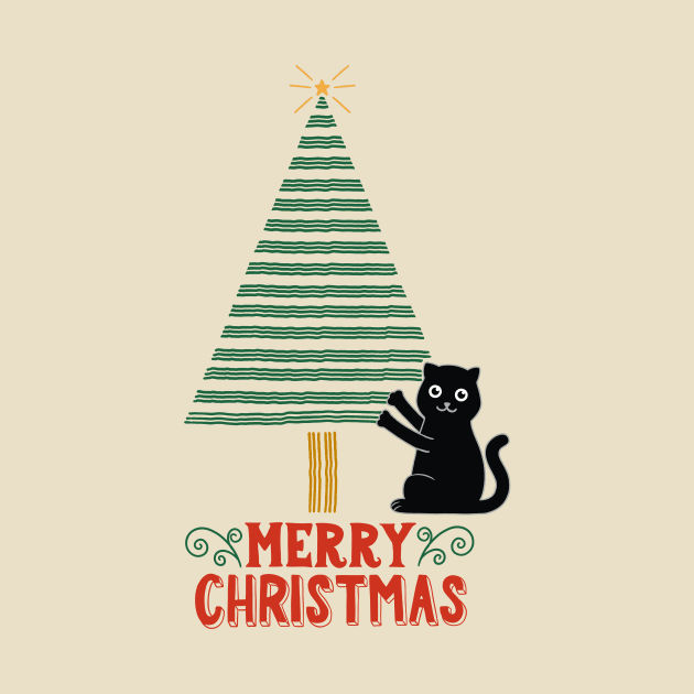 Cat and christmas tree scratches 2 by coffeeman