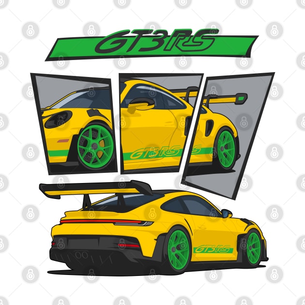 car 911 gt3 rs racing edition detail yellow green by creative.z