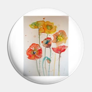 Abstract Poppy Watercolor Painting Pin