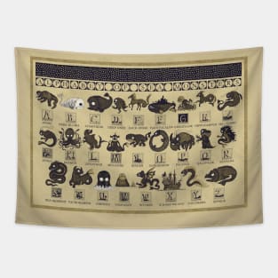 Alphabet of Sea Monsters Tapestry