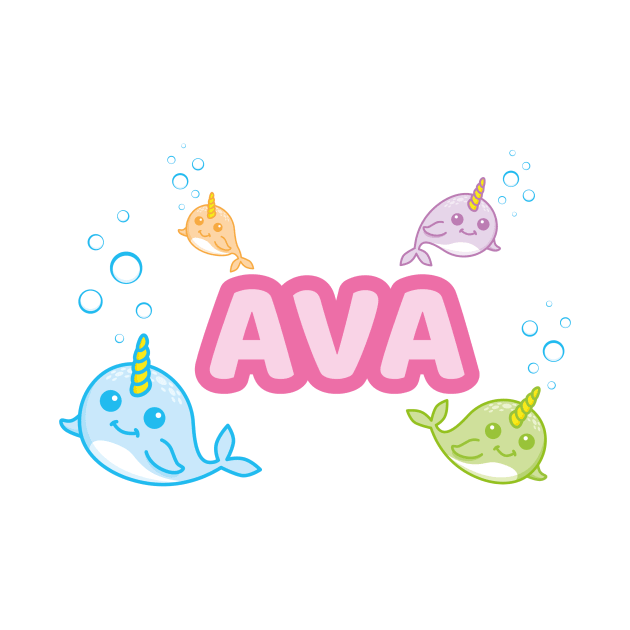 Personalised 'Ava' Narwhal (Sea Unicorn) Design by LTFRstudio