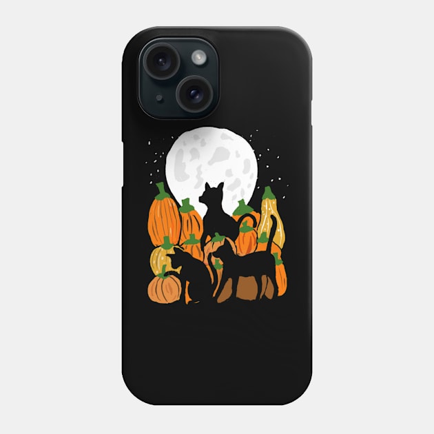 Black Cat, Pumpkins, Full Moon, Halloween Phone Case by LunaElizabeth