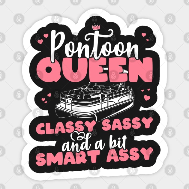 Vintage Pontoon Boat Queen Pontooning Gifts Youth Long Sleeve