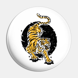 Vintage Japanese Tiger Illustration // Black and Gold Tiger Pin