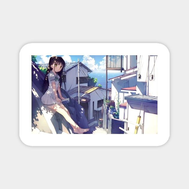 rooftop anime Magnet by slims paradise