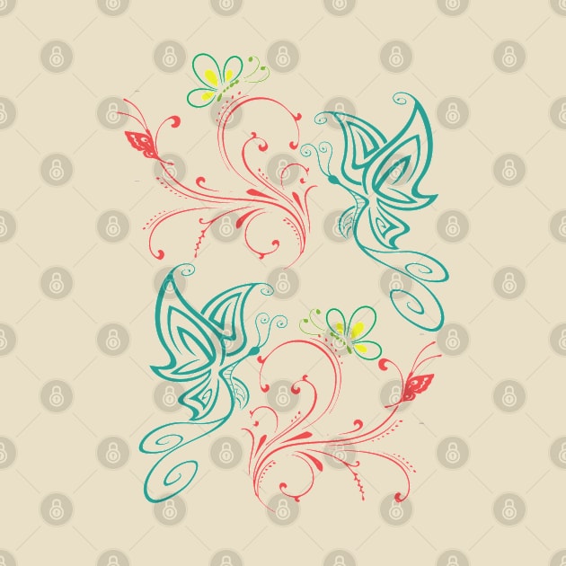 Butterflies and flowers pattern by  Suchalee