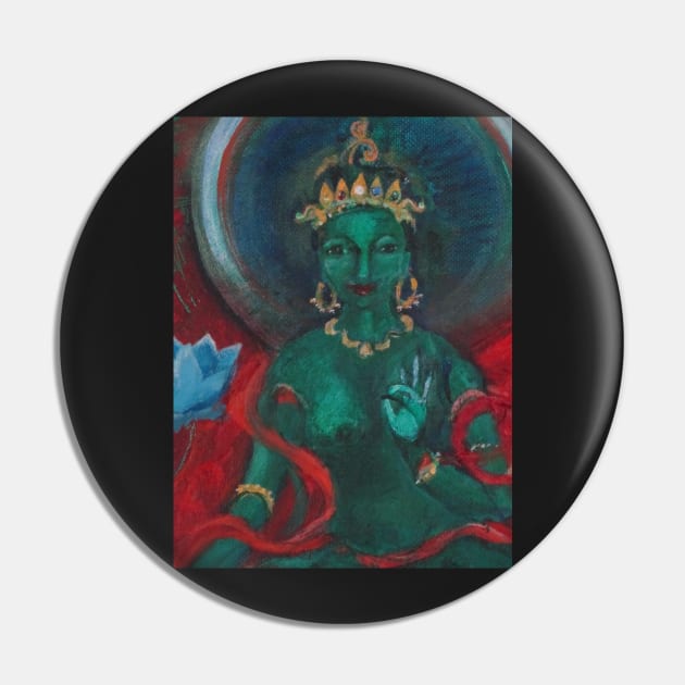 Green Tara (Detail) Pin by Visuddhi