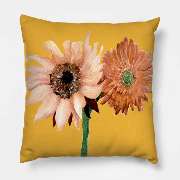 Sunflower and Gerbera Pillow by artofsuff