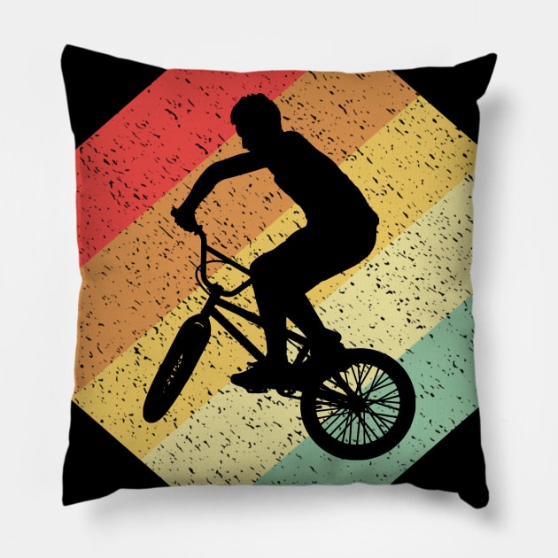 Retro Vintage 80s BMX Gift For BMX Riders Pillow by OceanRadar