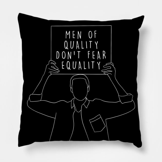 Feminist man protesting for equal rights Pillow by Sara Vissante