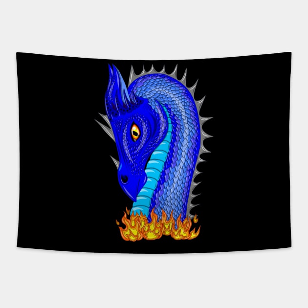 Blue fire dragon Tapestry by MelanieJeyakkumar