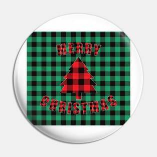 Merry Christmas Buffalo Plaids Christmas Tree Pin