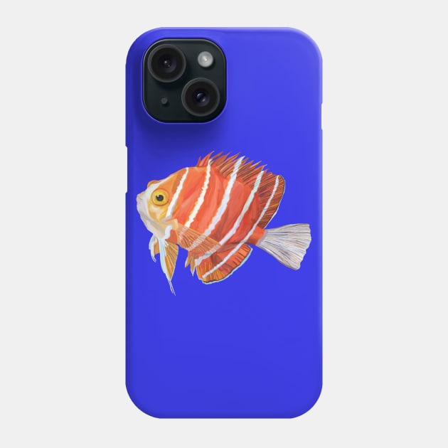 Watercolor Striped Angelfish Phone Case by Art by Deborah Camp