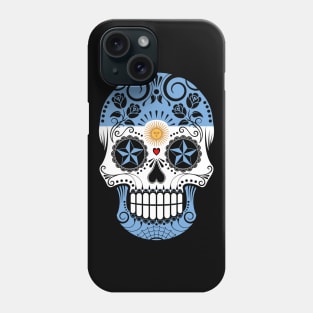 Argentine Flag Sugar Skull with Roses Phone Case