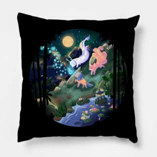 Japanese mythical Creatures at Night Pillow