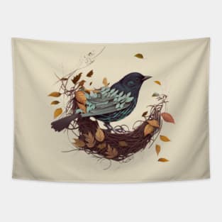 bird in the leaves Tapestry