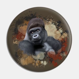 Gorilla Abstract Paint Splatter Design in Warm Earth Tones Pin