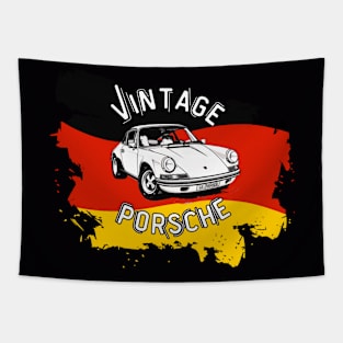 Vintage Porsche t-shirt, Classic Car tees, Unisex t-shirt, car lovers, vintage design, vintage style, German cars, tees for him, gifts Tapestry