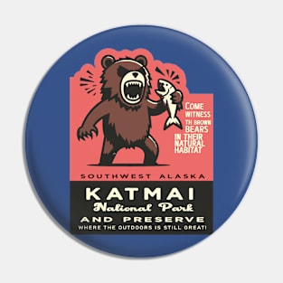 Katmai National Park Vintage Funny Bear Pin