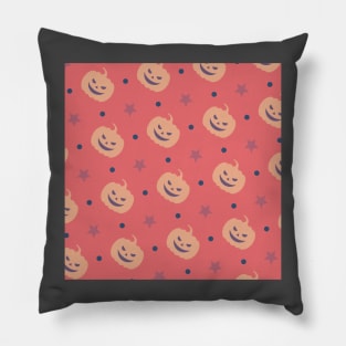 an vintage red and orange halloween pumpkin pattern (halloween, witch, spooky, ghost, cat, cute, witchy, skeleton, creepy, halloween, goth, horror) Pillow