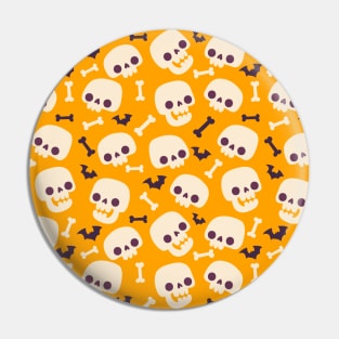 Fun Skulls Bats Bones Halloween Cute Pattern Halloween 2019 Purple Yellow Pattern Pin
