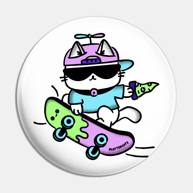 Cool Skateboarding Pizza Cat Pin by plattercats